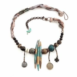 Artisan Polymer Aqua Spikes Statement Necklace